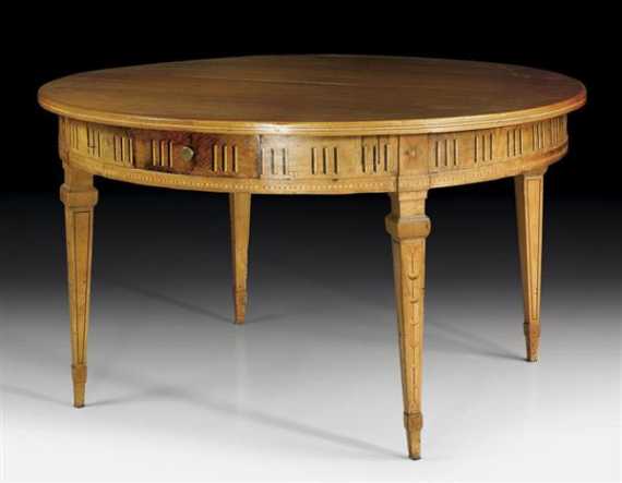 Appraisal: ROUND EXTENDING TABLE Louis XVI attributed to C HOPFENG RTNER