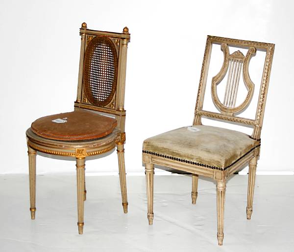 Appraisal: A group of three Louis XVI style painted and parcel