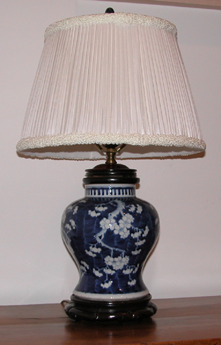 Appraisal: Chinese Decorated Blue and White Porcelain Table Lamp th Century