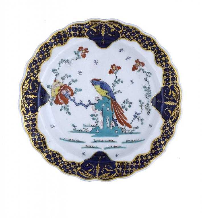 Appraisal: A DERBY PLATE enamelled with the Sir Joshua Reynolds pattern