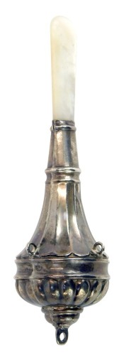 Appraisal: An Edward VII silver child's rattle with mother of pearl