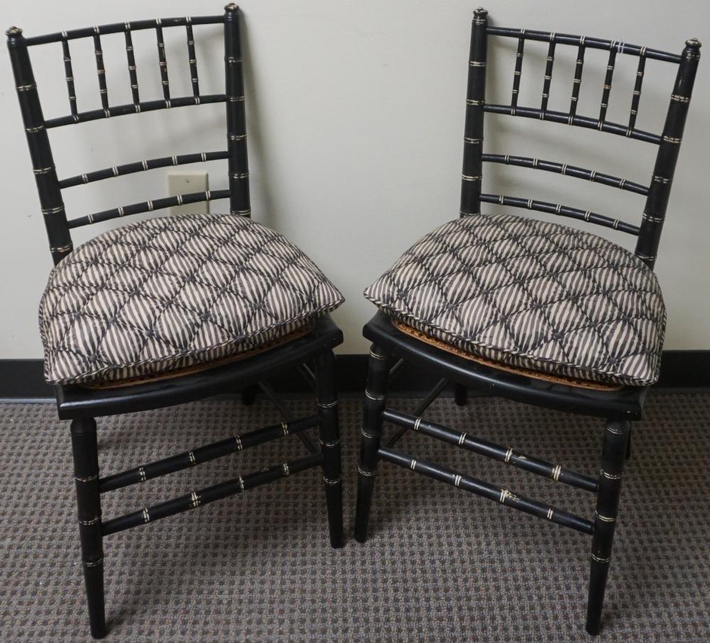 Appraisal: Pair of Partial Gilt and Ebonized Cane Seat Wood Music