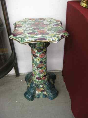 Appraisal: Victorian Ironstone Pedestal elaborate floral '' tall one base corner