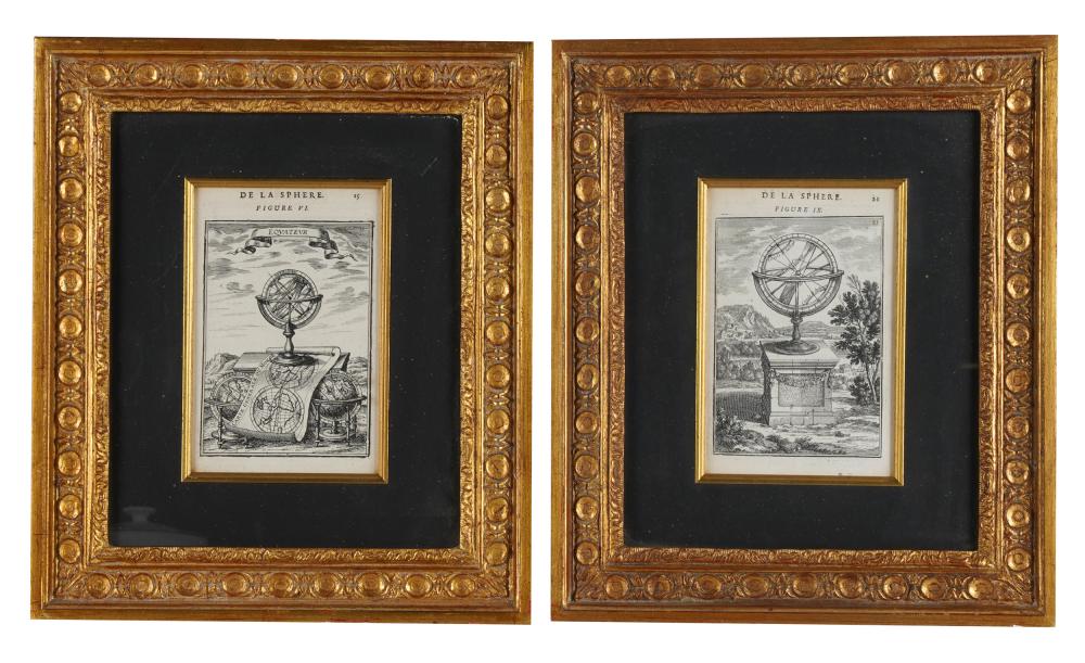 Appraisal: PAIR OF ENGRAVINGSprinted on laid paper depicting armillary spheres x