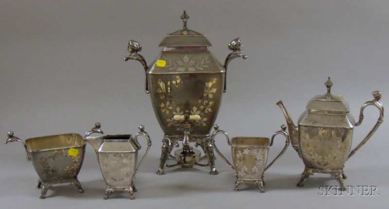 Appraisal: Meridian Classically Decorated Five-Piece Tea Set leaf decoration with figural