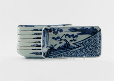 Appraisal: A set of eight Japanese blue and white rectangular dishes