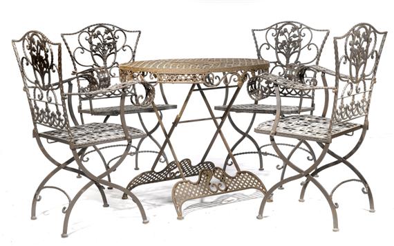 Appraisal: A SET OF GARDEN FURNITURE in Art Nouveau style th