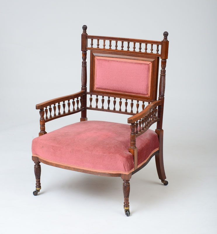 Appraisal: COLLINSON LOCK ENGLISH AESTHETIC MOVEMENT ROSEWOOD ARMCHAIR Stamped 'Collinson Lock