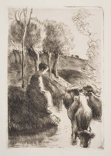 Appraisal: CAMILLE PISSARRO Vach re au Bord de L'Eau Etching x