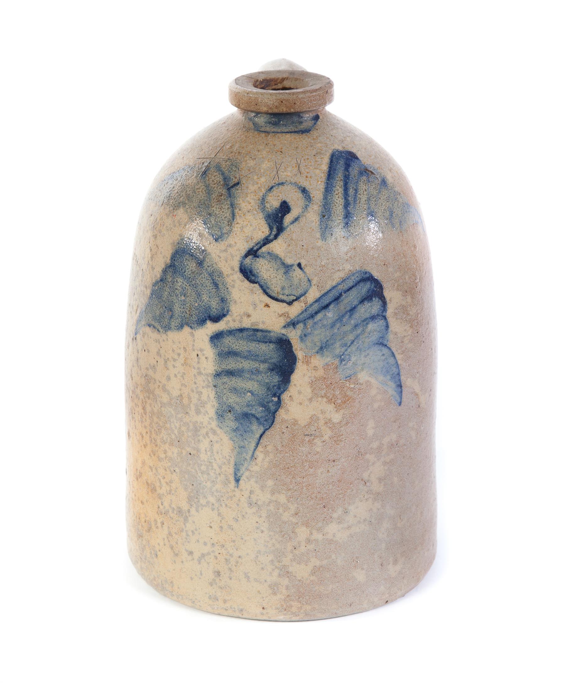 Appraisal: AMERICAN STONEWARE JUG Second half- th century Brushed cobalt surrounded