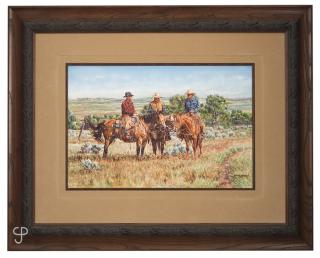 Appraisal: Joelle Smith ''Hank and the Boys'' three cowboys on horseback