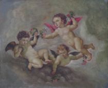 Appraisal: Unknown Artist Continental late th Century Three cherubs Oil on