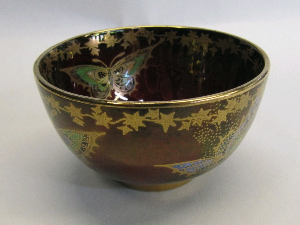 Appraisal: Devon Fieldings Sylvan Lustrine small bowl decorated with butterflies