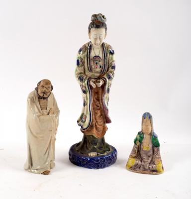 Appraisal: A Chinese pottery figure of a Luohan cm high and