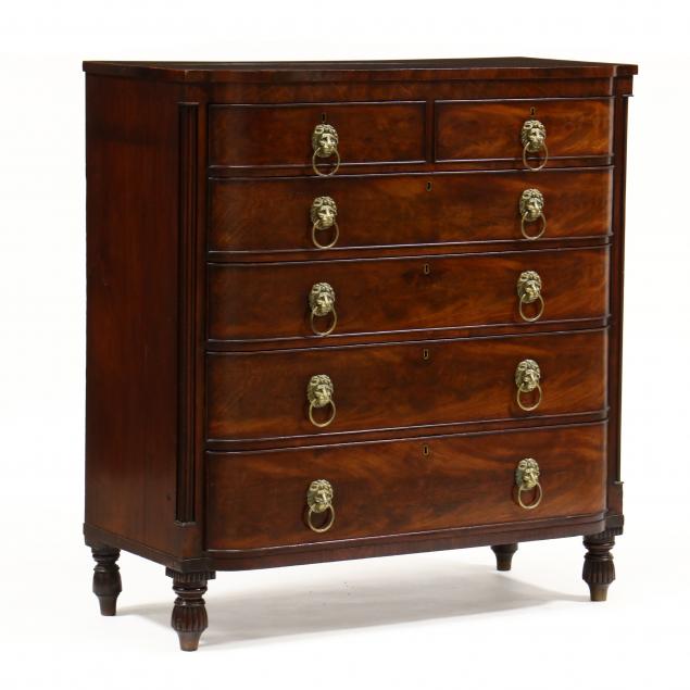 Appraisal: GEORGE III FINE MAHOGANY BOW FRONT SEMI-TALL CHEST OF DRAWERS