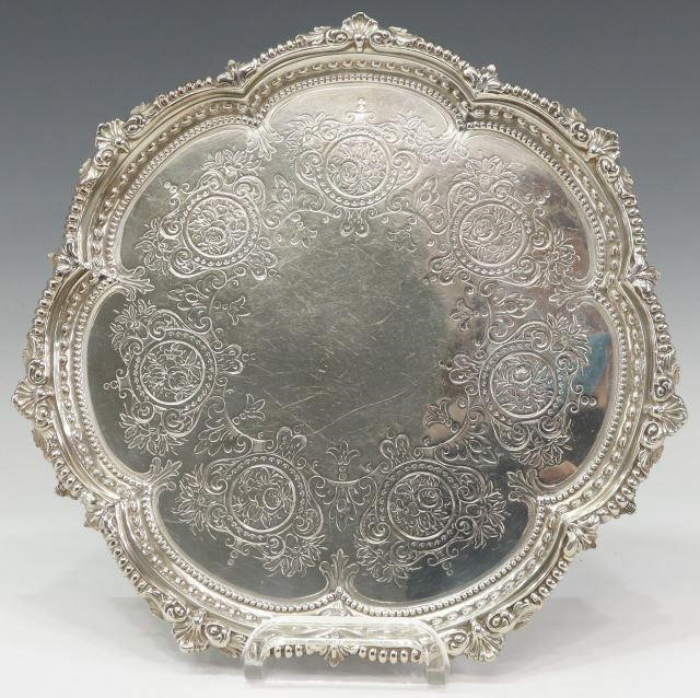 Appraisal: English sterling silver footed salver Martin Hall Company London c