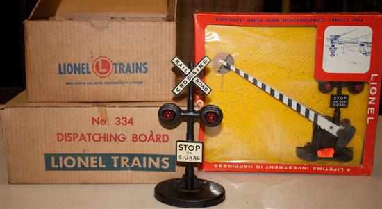 Appraisal: Three Lionel accessories accessories include No highway crossing gate No