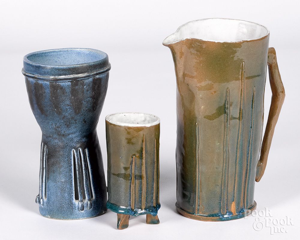 Appraisal: Three pieces of studio pottery by McPhee Three pieces of