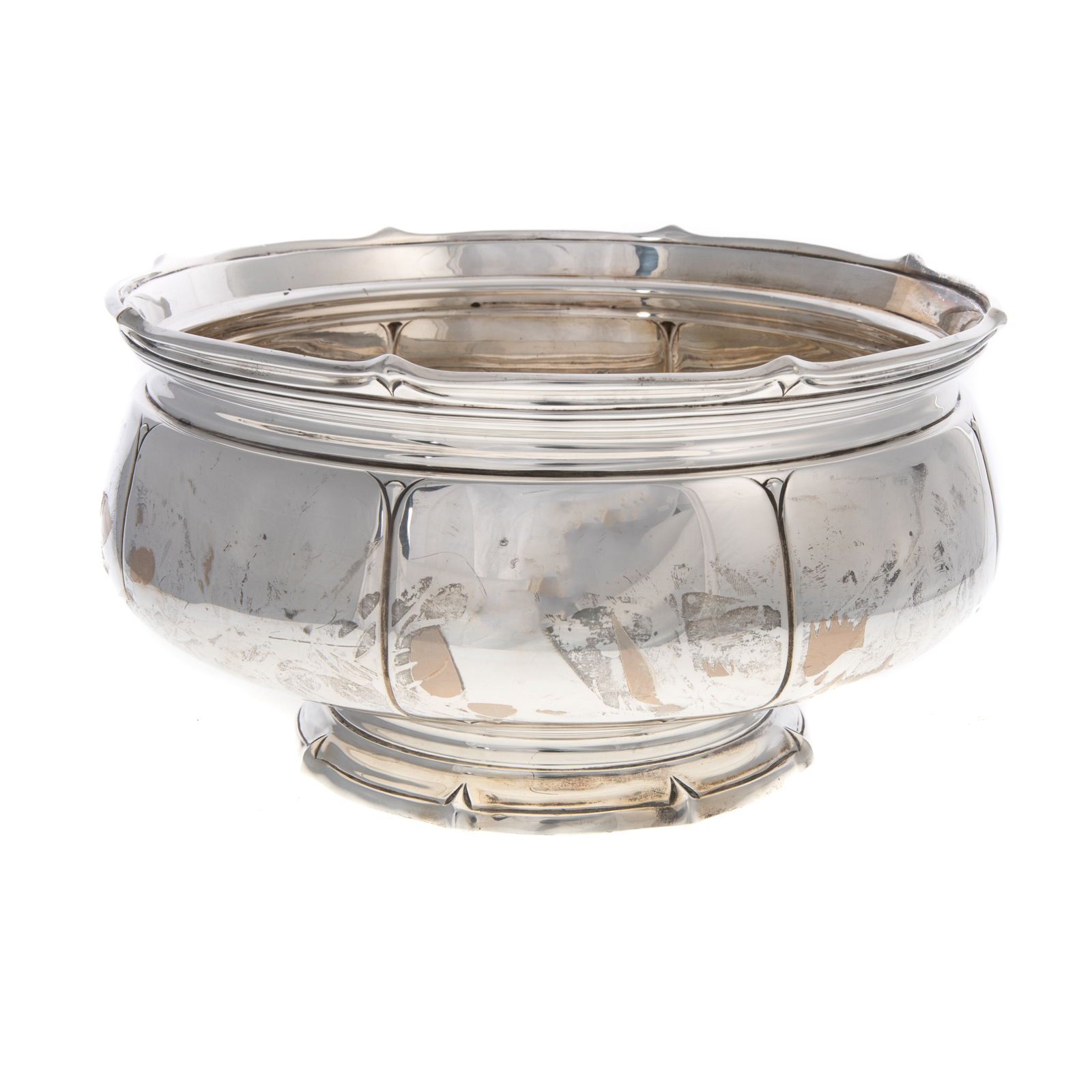 Appraisal: DOMINICK HAFF STERLING CENTERBOWL Model circular with paneled sides banded