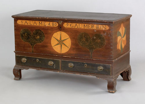 Appraisal: Lehigh County Pennsylvania painted dower chest inscribed Salome Gaumerin having