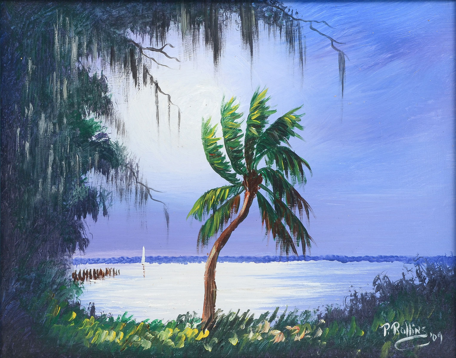 Appraisal: ROLLINS Pat American Contemporary Harbor Palm and Sailboat nd Generation