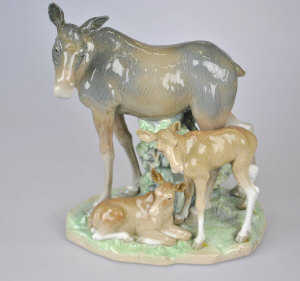 Appraisal: Lladro animal group of a mule and two foal