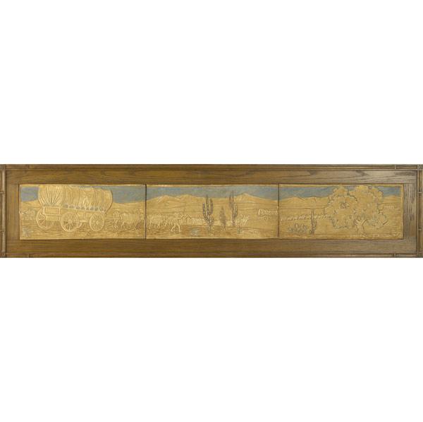 Appraisal: BATCHELDER Fine and large three-tile horizontal frieze depicting a cattle