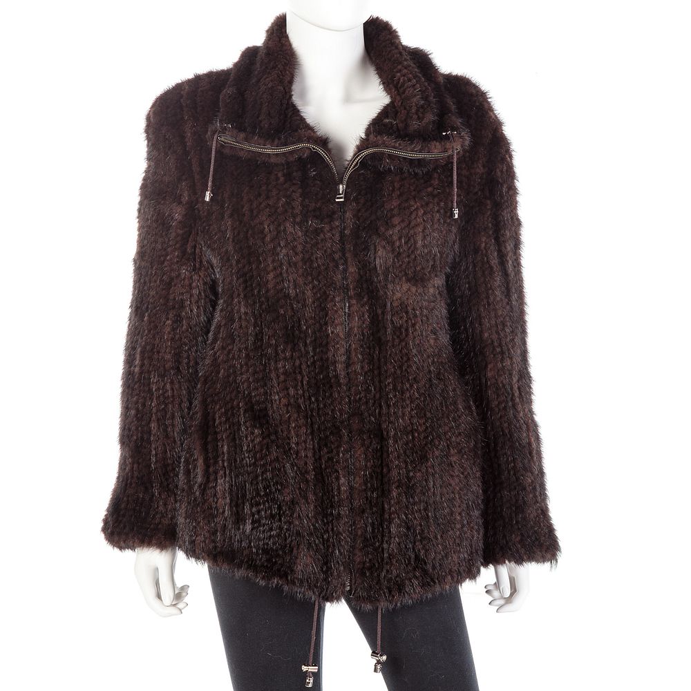 Appraisal: Chocolate Brown Mink Tail Bomber-Style Jacket Furs By Demetrios Condition