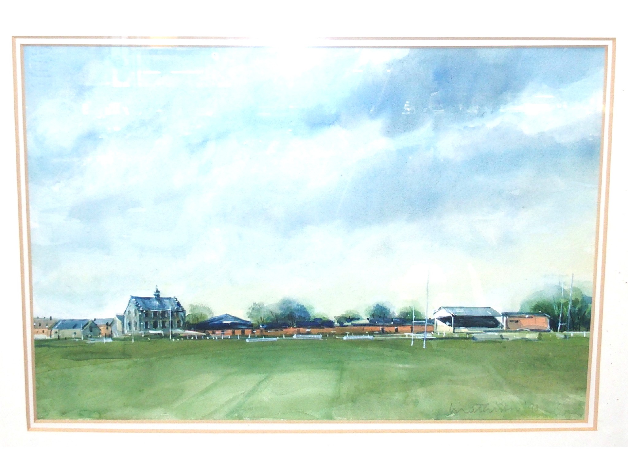 Appraisal: JOHN MATHISON Playing fields signed and dated watercolour