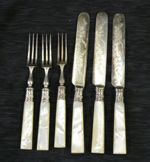 Appraisal: Nineteen-Piece Group of Mother-of-Pearl-Handled Dessert Flatware consisting of a set