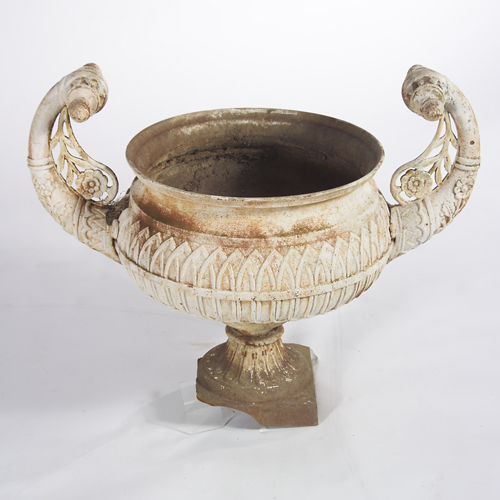 Appraisal: American cast iron two-handled urn th c of medium scale