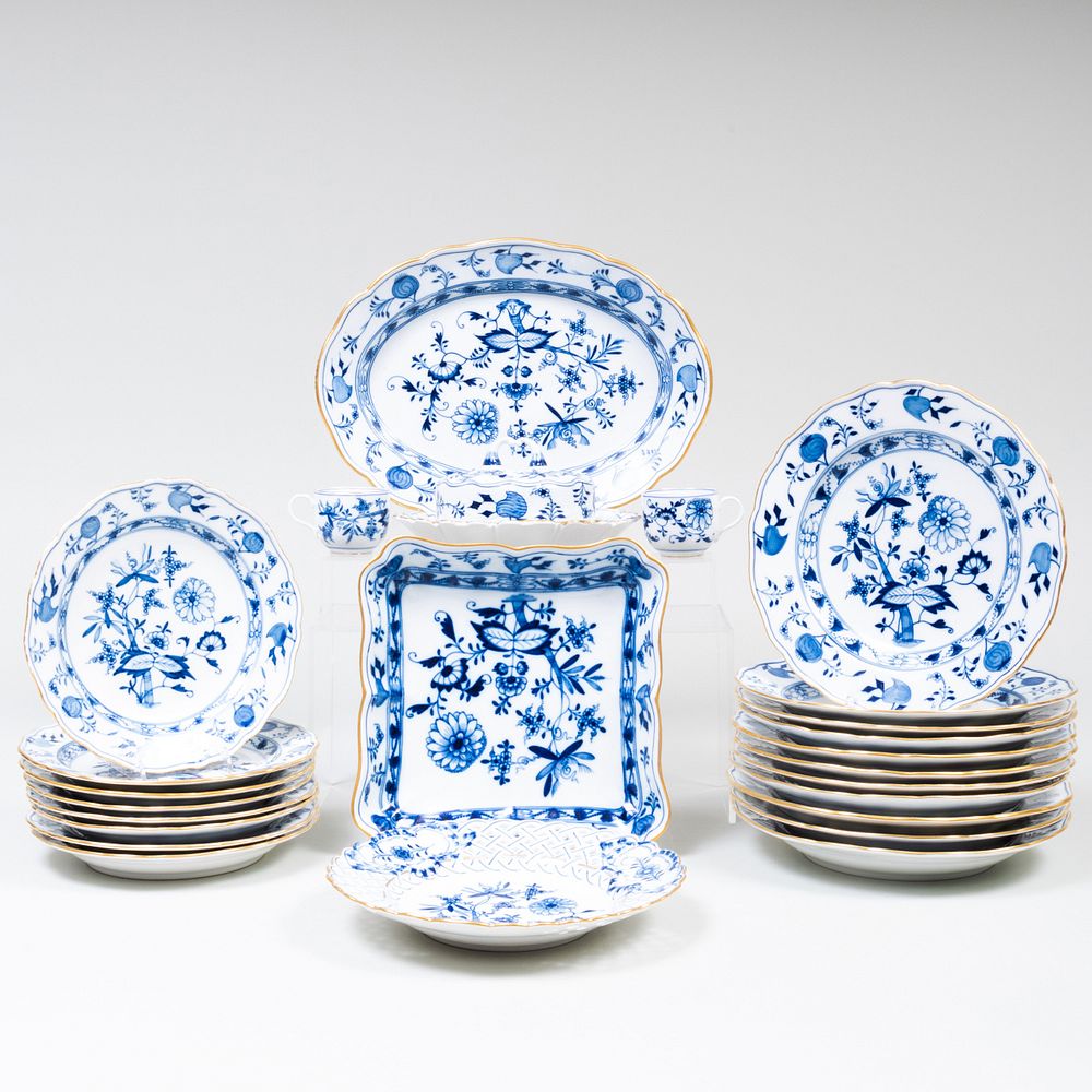 Appraisal: Meissen Porcelain Part Service with Gilt Rim in the 'Blue