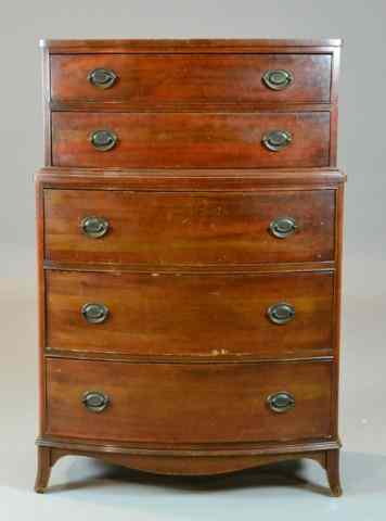 Appraisal: Federal Style Finch Five Drawer ChestCurved front mahogany chest two