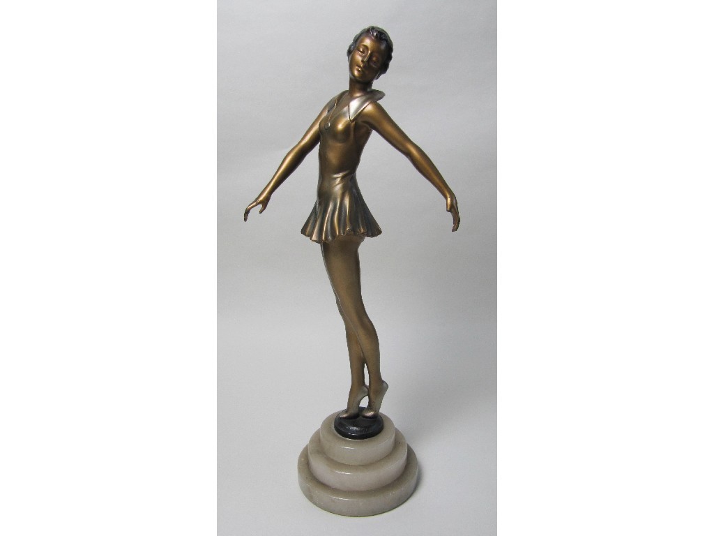 Appraisal: An Art Deco cold painted spelter figure of a female