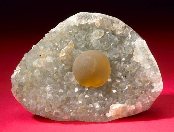 Appraisal: Yellow Fluorite on Calcite Mahodari Nasik District Maharashtra India A