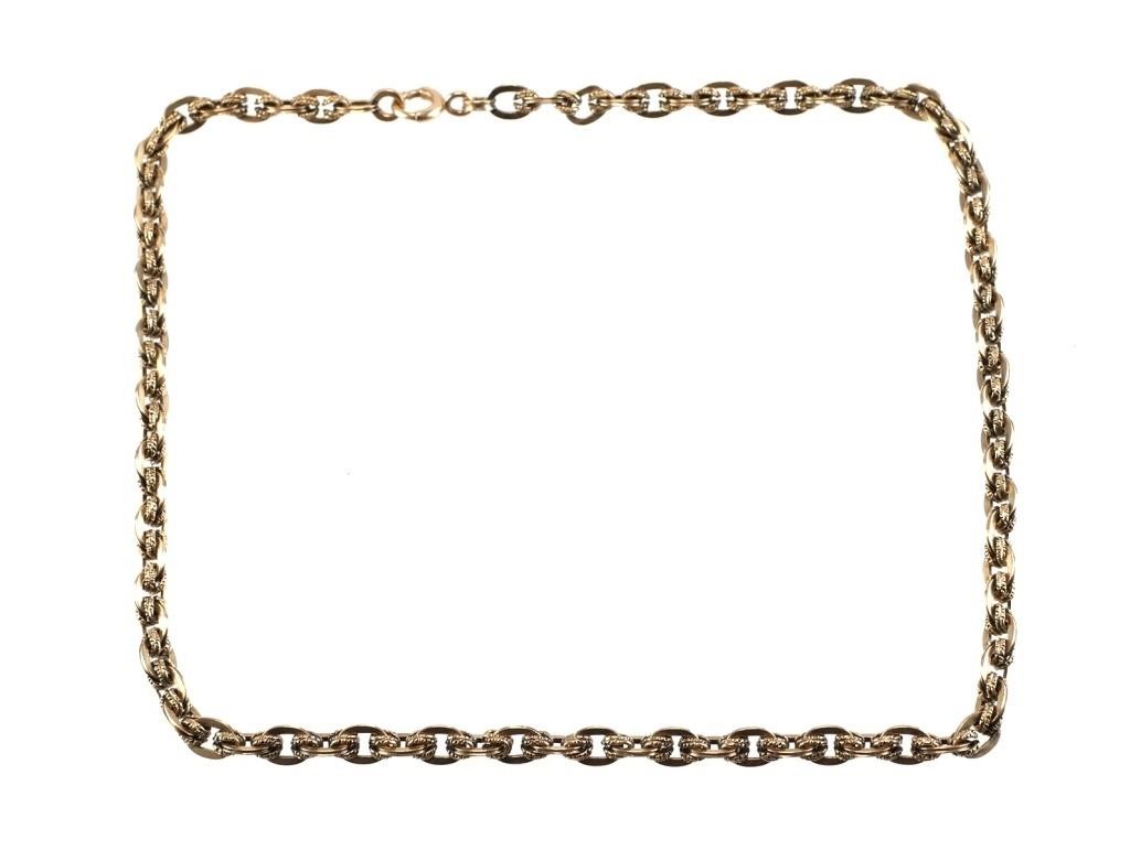 Appraisal: Vintage K yellow gold chain link necklace approx long grams