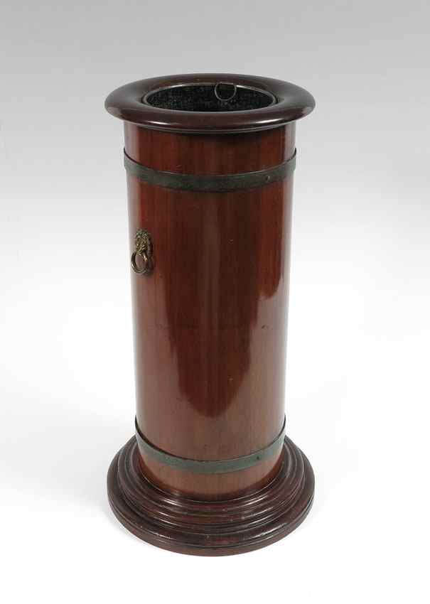 Appraisal: WALNUT UMBRELLA STAND WITH METAL INSERT Turned walnut exterior with