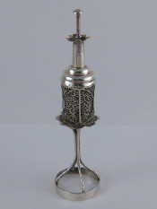 Appraisal: Judaica A white metal tests silver spice tower the filigree