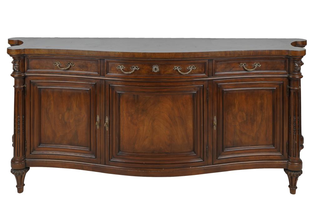 Appraisal: KARGES WALNUT BUFFETthe serpentine top over a conformingly shaped case