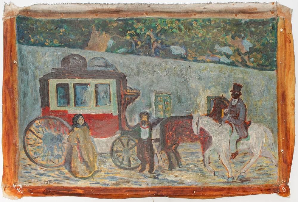 Appraisal: Signed P Fioari th c - Folk Art Oil on