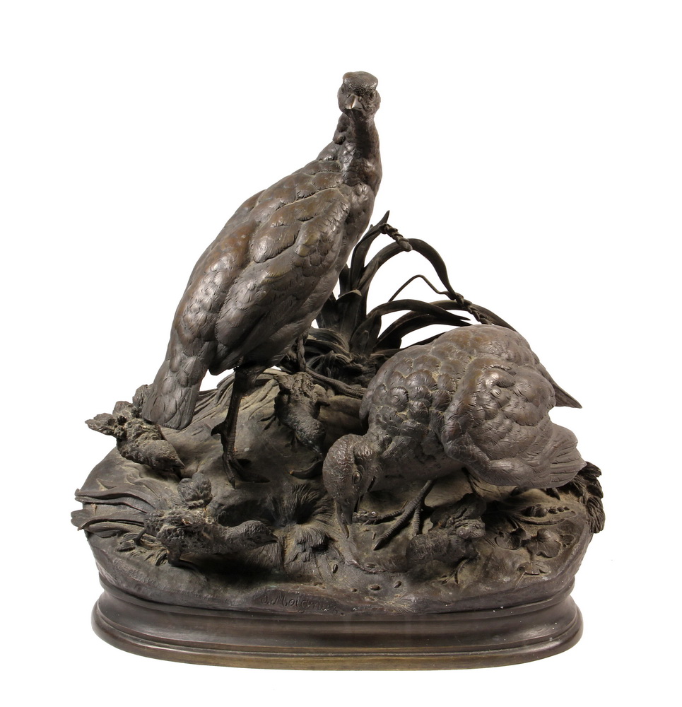 Appraisal: JULES MOIGNIEZ FR - - A Family of Grouse bronze