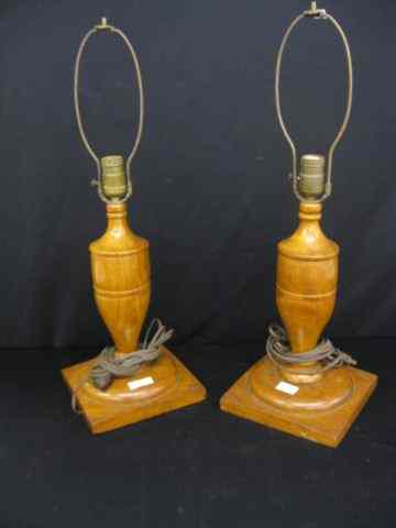 Appraisal: Pair of Wooden Table Lamps turned classical urn design ''