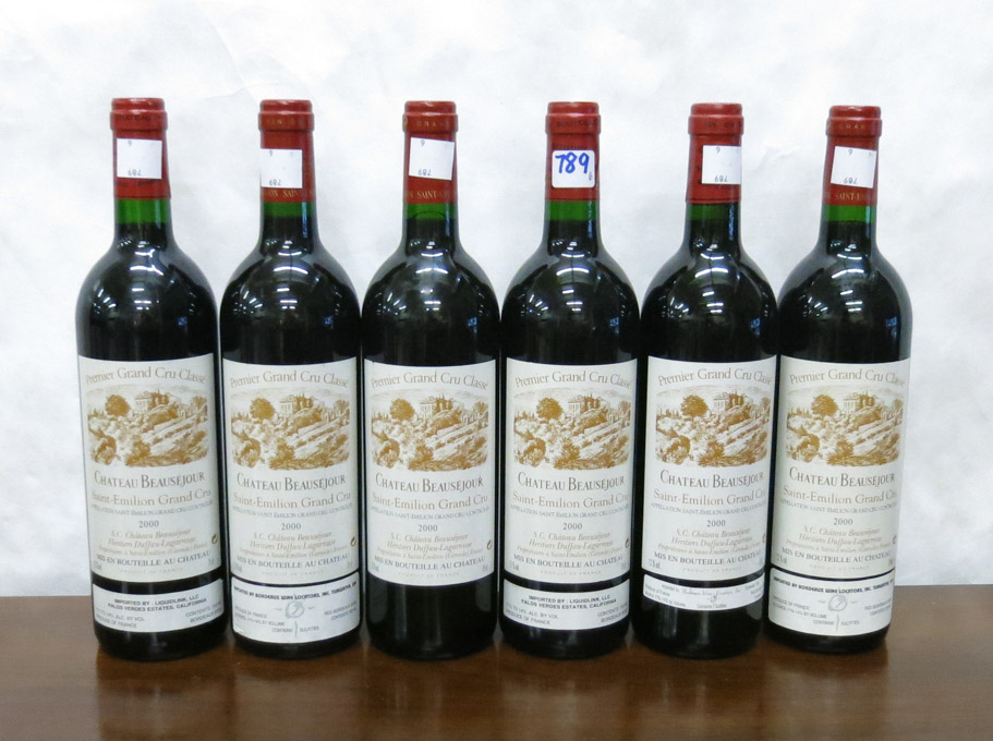 Appraisal: SIX BOTTLES OF VINTAGE FRENCH RED BORDEAUX WINE Chateau Beausejour