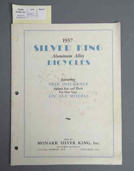 Appraisal: Rare Silver King catalog Monark Silver King Inc Chicago Good