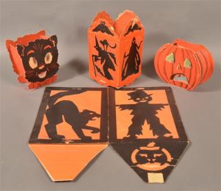 Appraisal: Four Various Halloween Cardboard Lanterns Tallest h