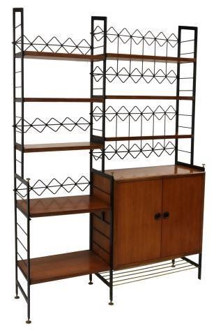 Appraisal: Italian mid-century modern teak bookcase c s black steel frame