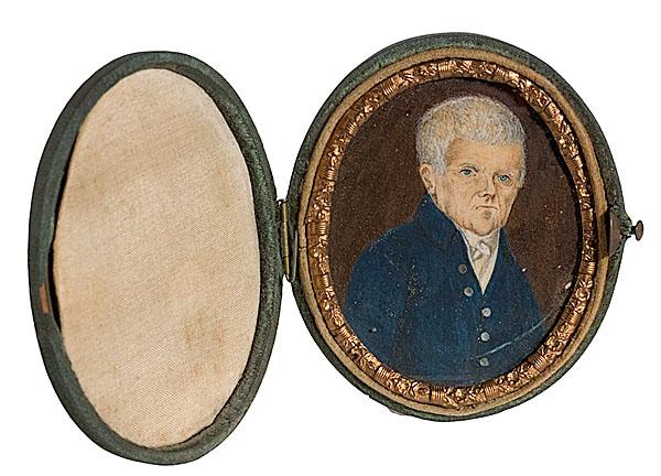 Appraisal: MINIATURE PORTRAIT OF AN IDENTIFIED REVOLUTIONARY WAR SOLDIER JOHN ELLIOT