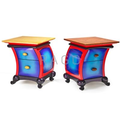 Appraisal: RICHARD FORD Pair of nightstands USA s Sculpted and painted