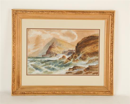 Appraisal: Annie Brent Rocky Ocean Scene Watercolor on paper Signed lower