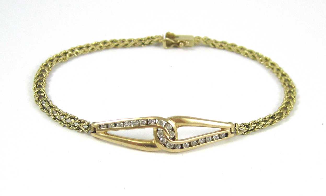 Appraisal: DIAMOND AND FOURTEEN KARAT GOLD BRACELET - inches in length